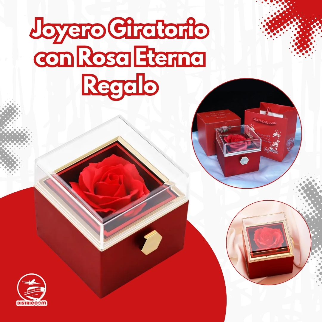 JOYERO GIRATORIO CON ROSA ETERNA REGALO